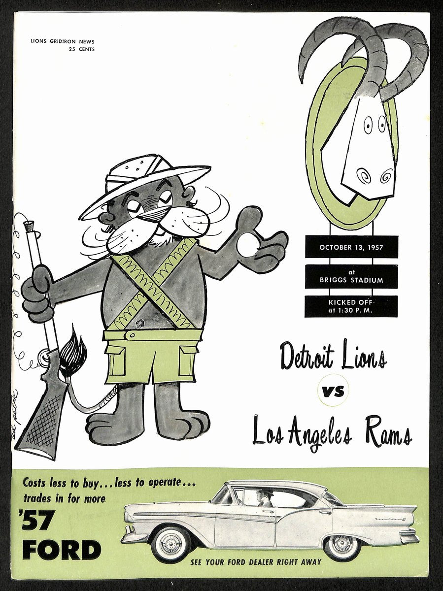 1957 Detroit Lions vs. Los Angeles Rams NFL Football Game Program 196122