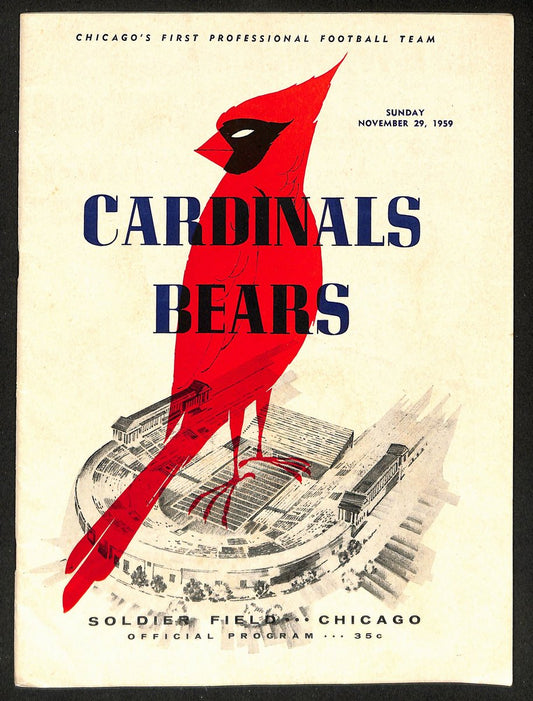 1959 Chicago Cardinals vs. Chicago Bears NFL Football Game Program 196128