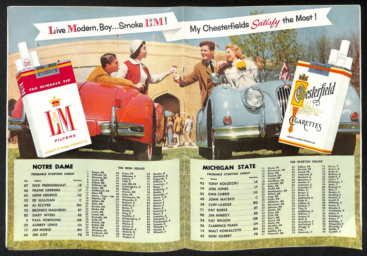 1955 Vintage Michigan State vs Notre Dame College Football Game Program 196136