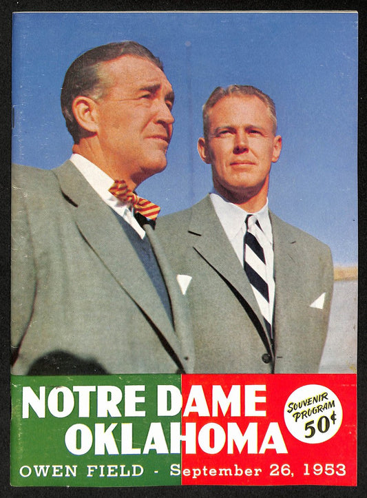 1953 Notre Dame vs Oklahoma Wilkinson/Leahy College Football Game Program 196144
