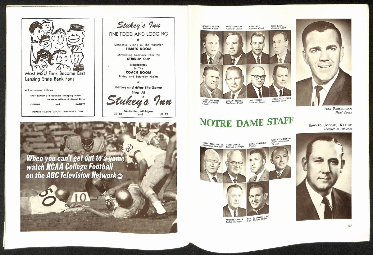 1966 Michigan State vs Notre Dame College Football Game Program 194557