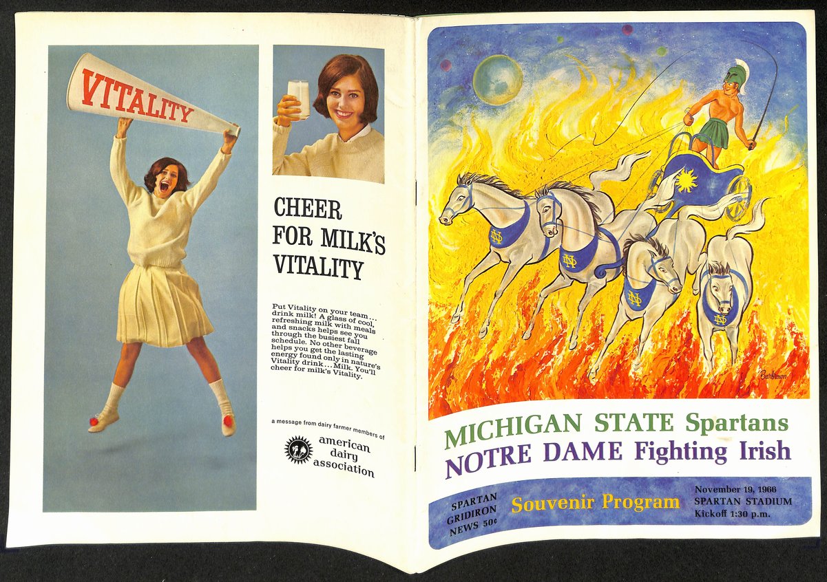 1966 Michigan State vs Notre Dame College Football Game Program 194557
