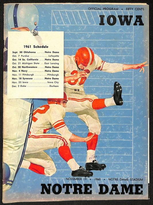 1960 Iowa vs Notre Dame College Football Game Program  194564