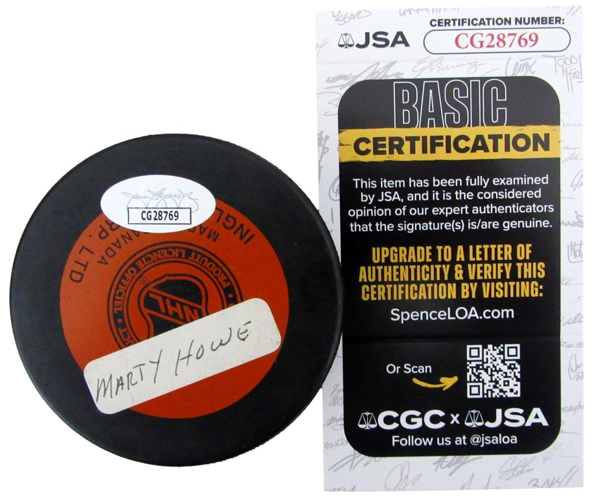 Marty Howe Signed/Autographed Detroit Red Wings Game Hockey Puck JSA 197329