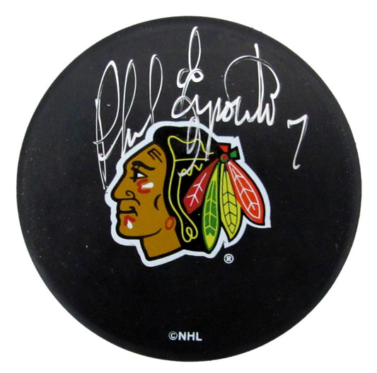Phil Esposito HOF Signed/Autographed Chicago Blackhawks Hockey Puck JSA 197333