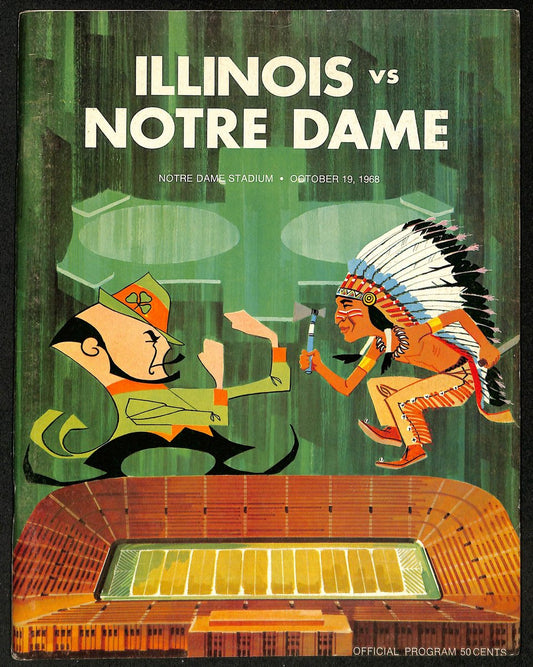 1968 Illinois vs Notre Dame College Football Game Program 196688