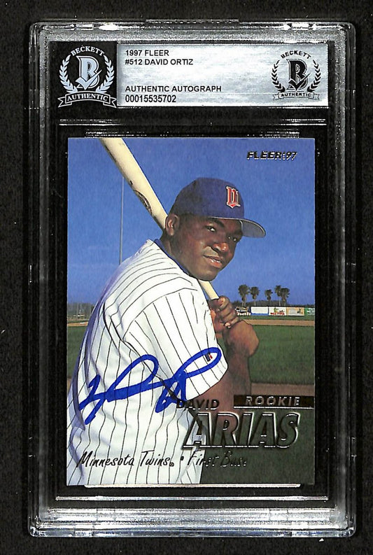 1997 Fleer David Ortiz HOF Signed/Auto RC Card #512 Twins BAS/Beckett 197067