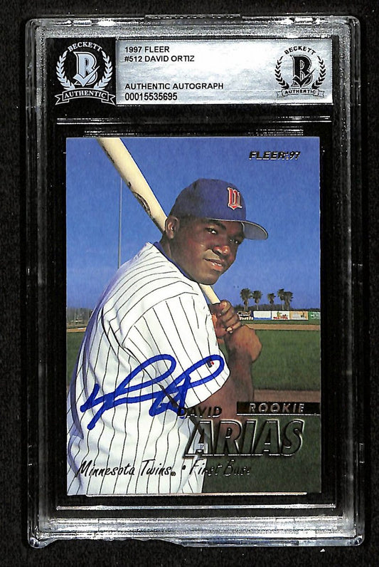 1997 Fleer David Ortiz HOF Signed/Auto RC Card #512 Twins BAS/Beckett 197068