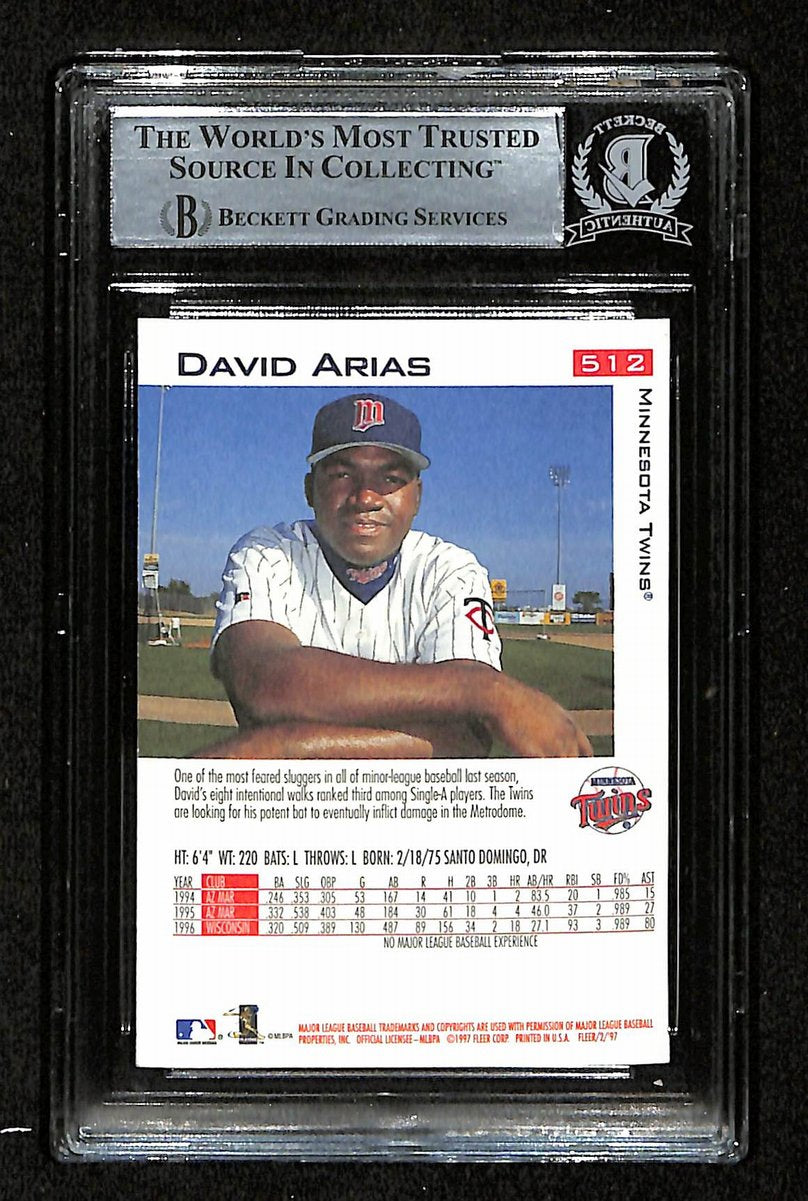 1997 Fleer David Ortiz HOF Signed/Auto RC Card #512 Twins BAS/Beckett 197068