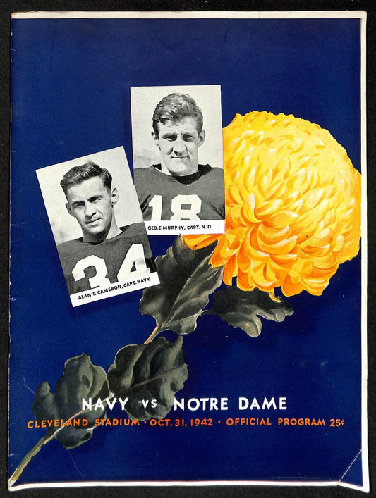 1942 Navy vs Notre Dame Vintage College Football Game Program 195827