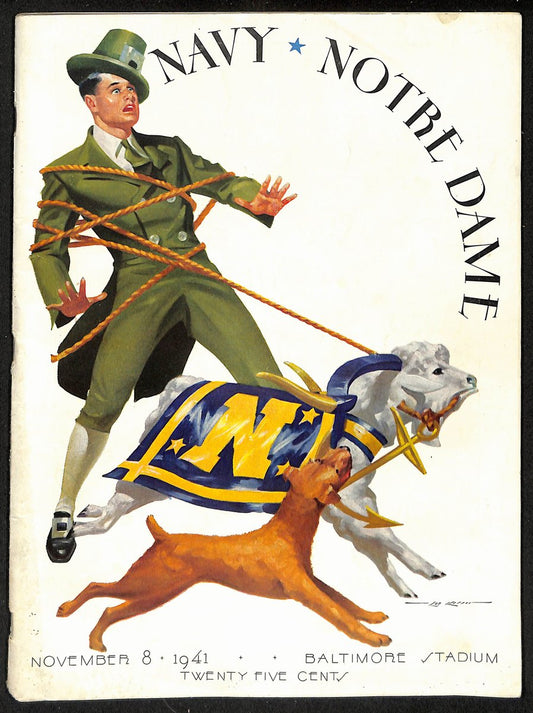 1941 Navy vs Notre Dame Vintage College Football Game Program 195828