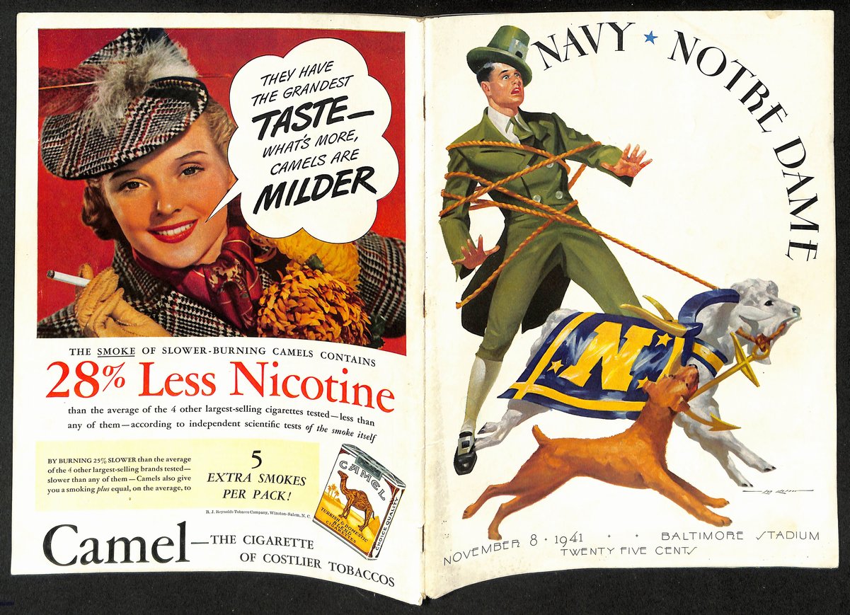 1941 Navy vs Notre Dame Vintage College Football Game Program 195828