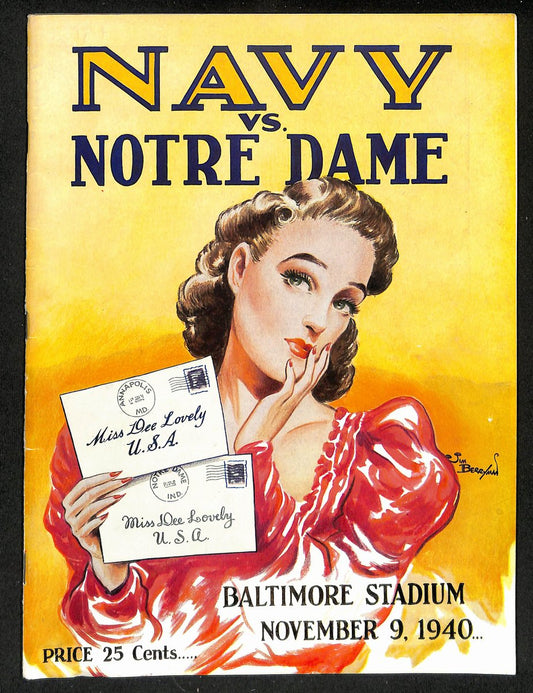 1940 Navy vs Notre Dame Vintage College Football Game Program 195829