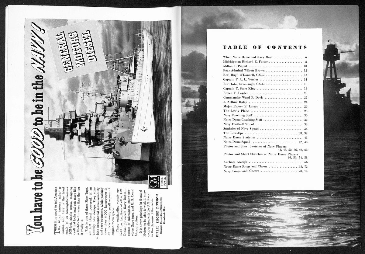 1940 Navy vs Notre Dame Vintage College Football Game Program 195829