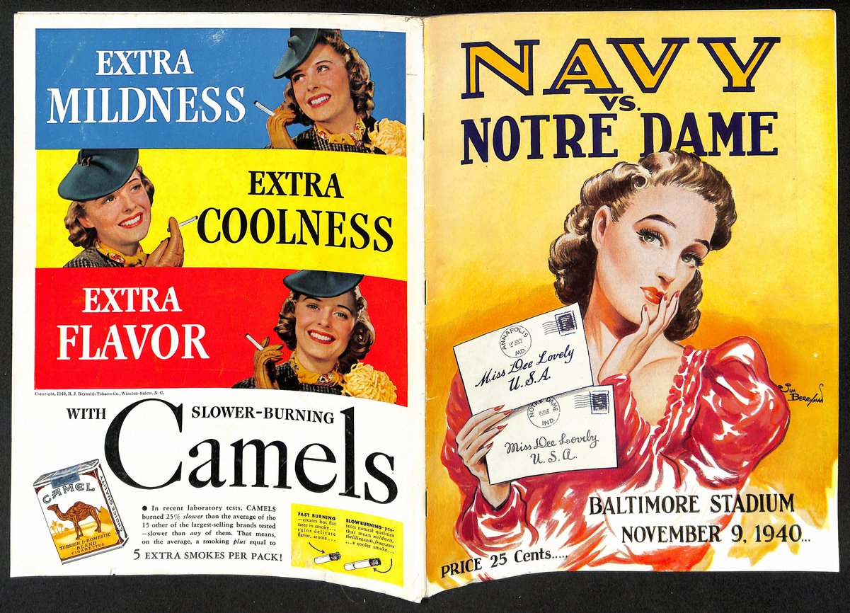 1940 Navy vs Notre Dame Vintage College Football Game Program 195829