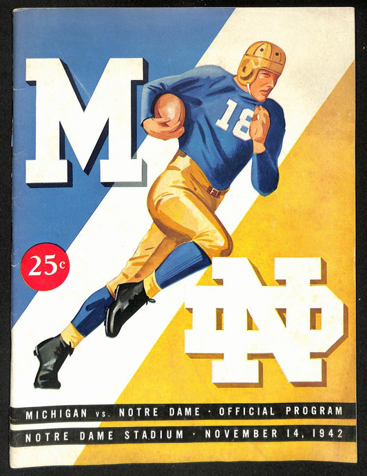 1942 Michigan  vs Notre Dame Vintage College Football Game Program 195831