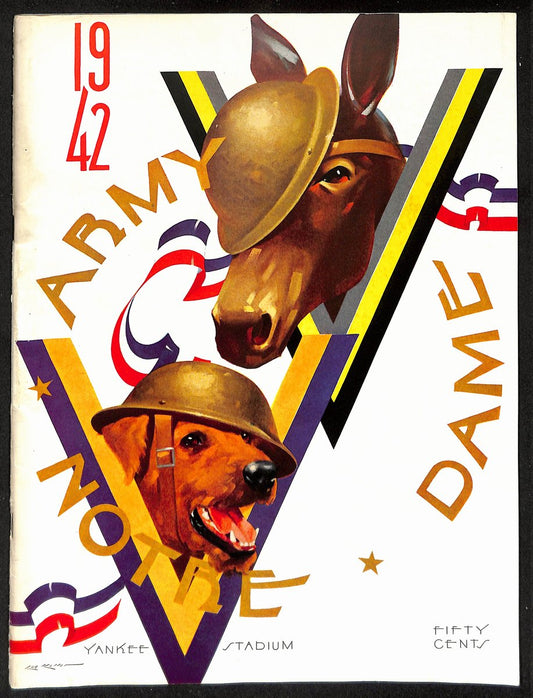 1942 Army vs Notre Dame Vintage College Football Game Program 195832