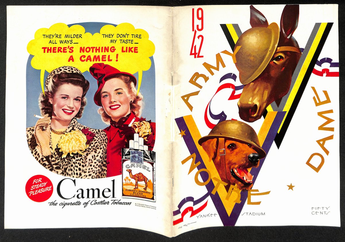 1942 Army vs Notre Dame Vintage College Football Game Program 195832