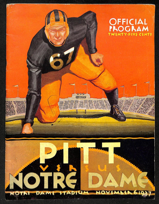 1937 Pitt vs Notre Dame Vintage College Football Game Program 195834