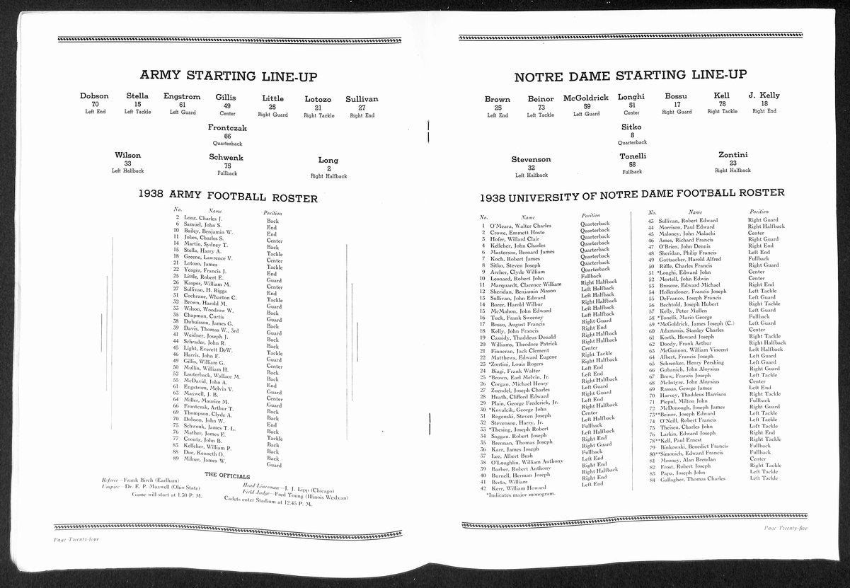 1938 Army vs Notre Dame Vintage College Football Game Program 195837