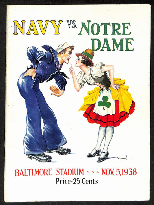 1938 Navy vs Notre Dame Vintage College Football Game Program 195838