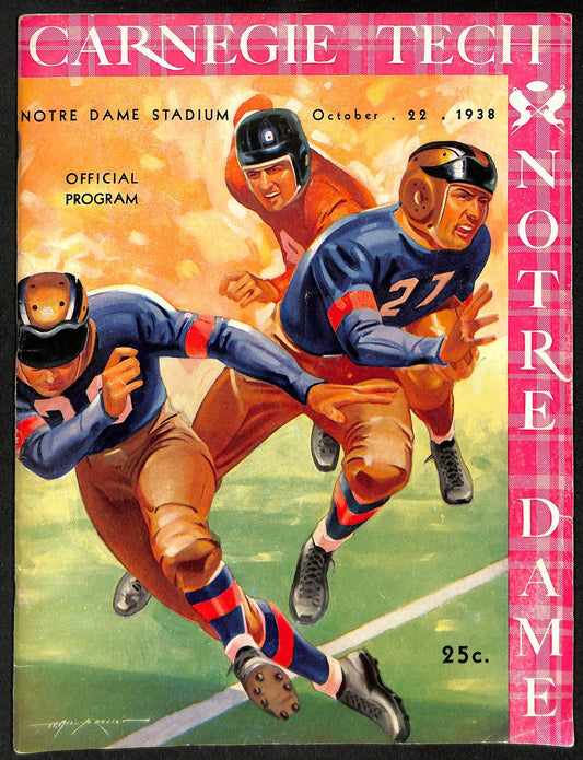 1938 Carnegie Tech vs Notre Dame Vintage College Football Game Program 195841