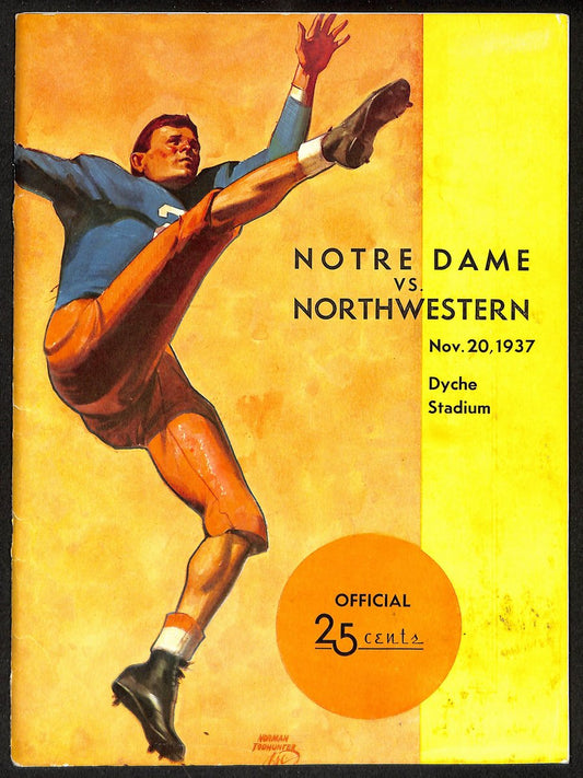 1937 Northwestern vs Notre Dame Vintage College Football Game Program 195842