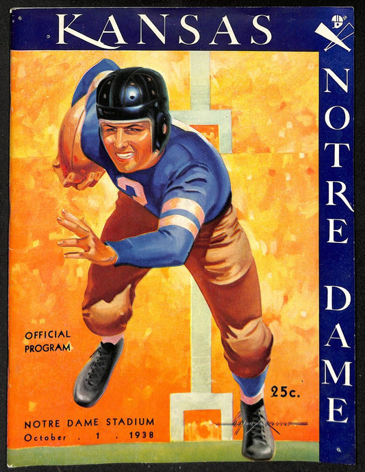 1938 Kansas vs Notre Dame Vintage College Football Game Program 195845