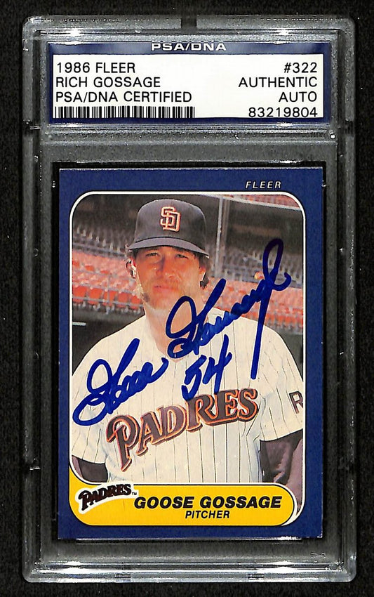 1986 Fleer Rich Gossage HOF Signed/Auto Card #332 Padres PSA/DNA 197064
