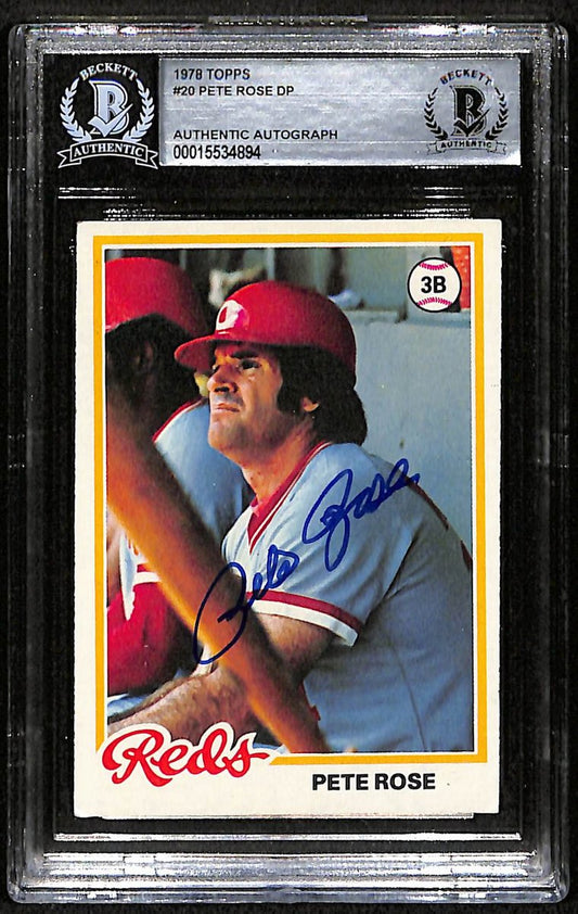 1978 Topps Pete Rose Signed/Autographed Card #20 Reds BAS/Beckett 197093