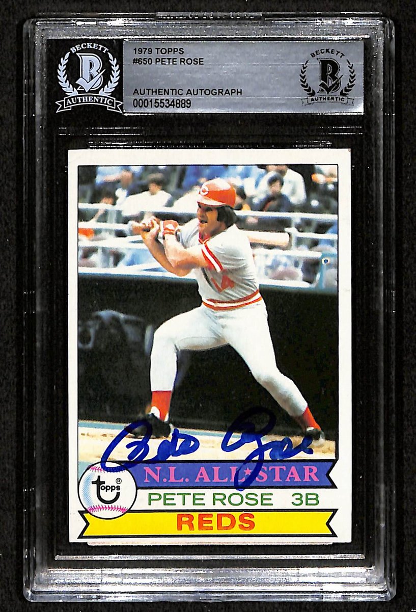 1979 Topps Pete Rose Signed/Autographed Card #650 Reds BAS/Beckett 197094