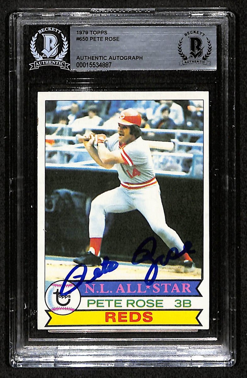 1979 Topps Pete Rose Signed/Autographed Card #650 Reds BAS/Beckett 197095