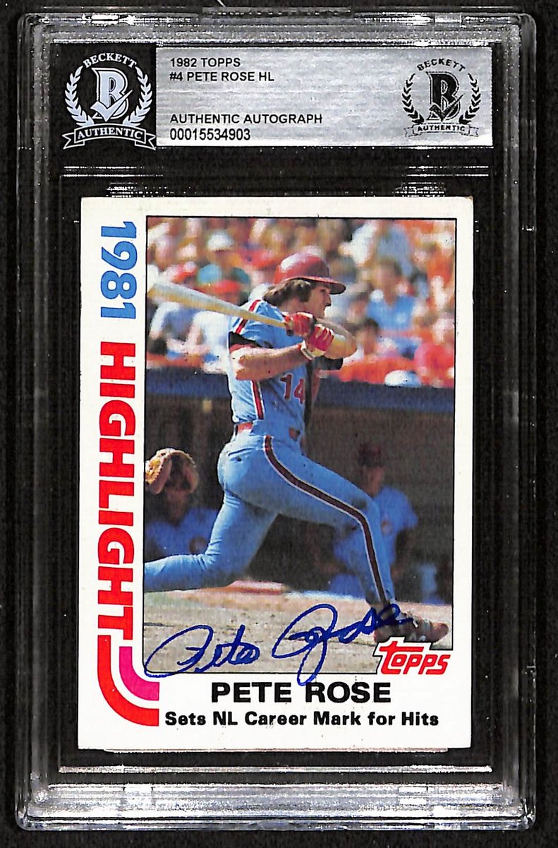 1982 Topps Pete Rose Signed/Autographed Card #4 Reds BAS/Beckett 197100