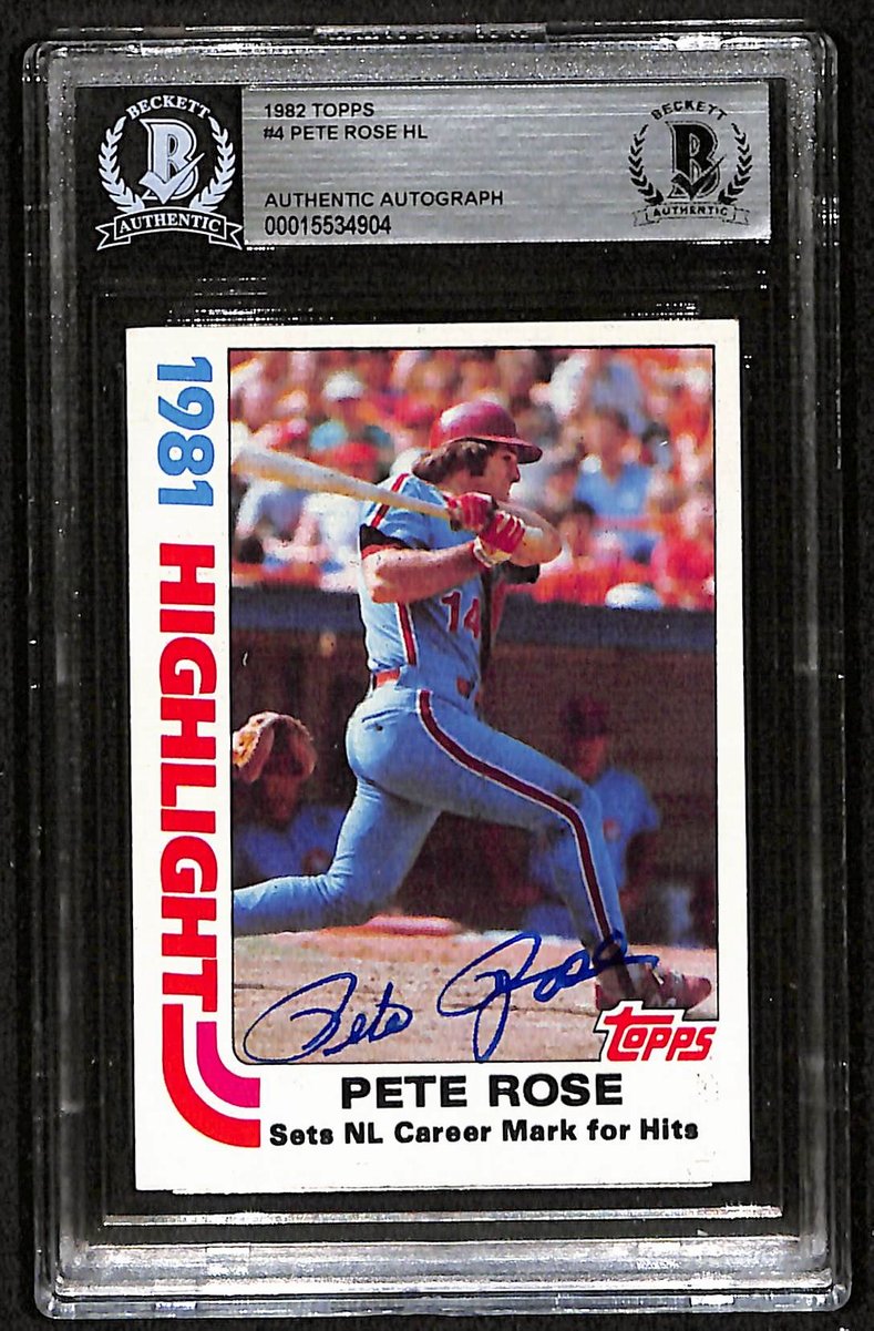 1982 Topps Pete Rose Signed/Autographed Card #4 Reds BAS/Beckett 197101