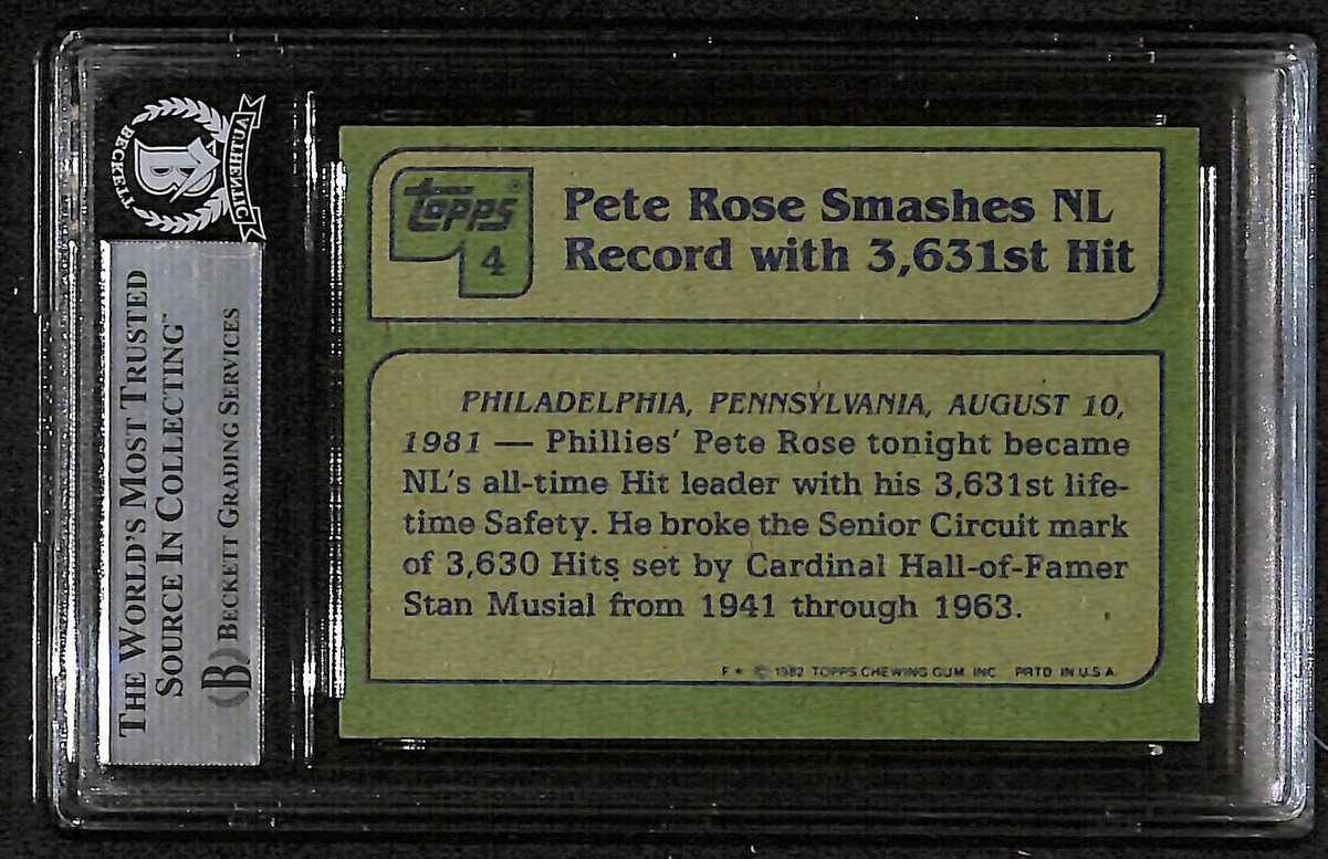 1982 Topps Pete Rose Signed/Autographed Card #4 Reds BAS/Beckett 197101