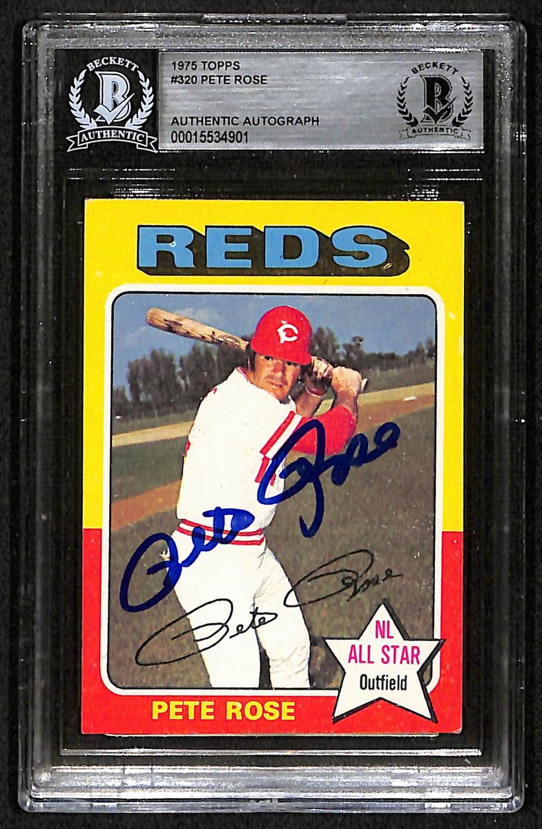 1975 Topps Pete Rose Signed/Autographed Card #320 Reds BAS/Beckett 197105