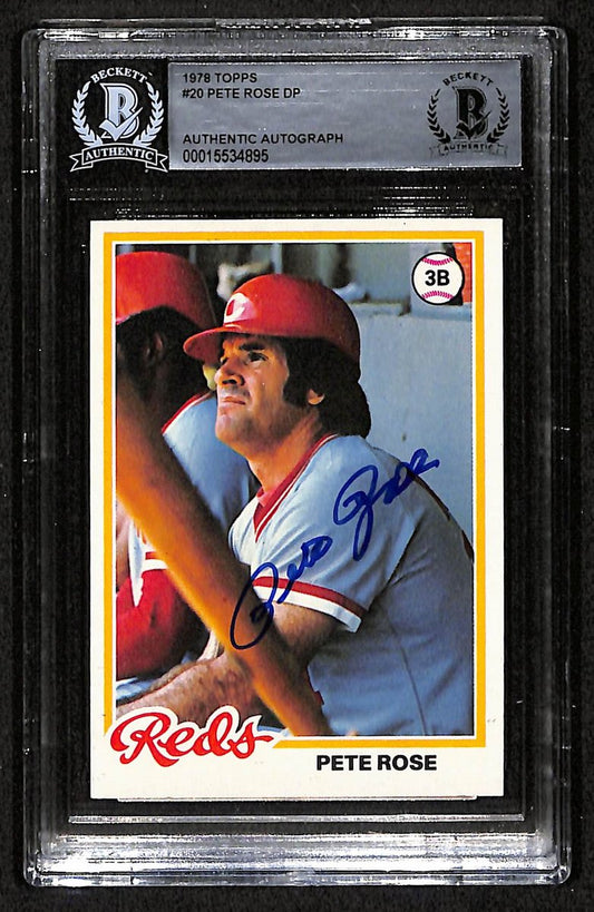 1978 Topps Pete Rose Signed/Autographed Card #20 Reds BAS/Beckett 197107