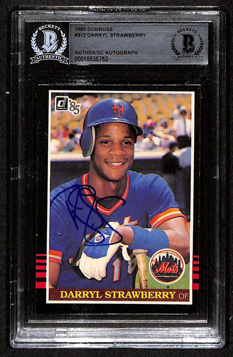 1985 Donruss Darryl Strawberry Signed/Auto Card #312 Mets BAS/Beckett 197109