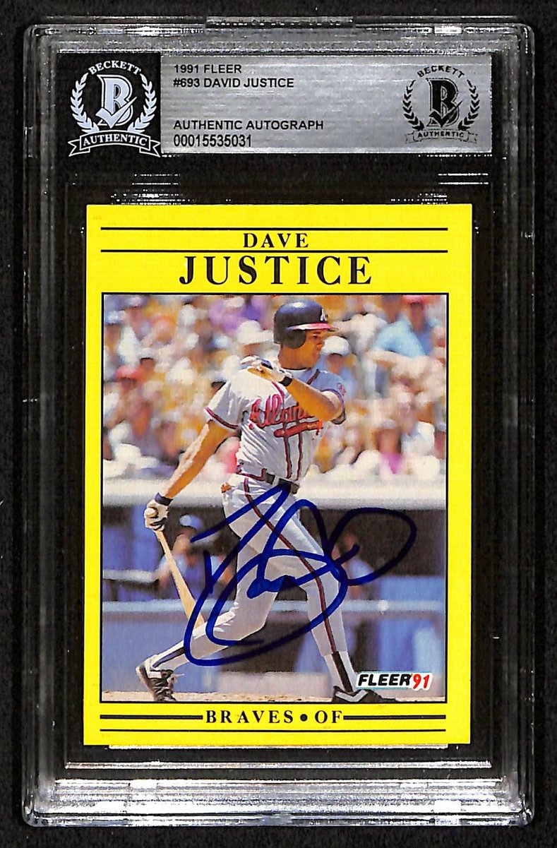 1991 Fleer David Justice Signed/Auto Card #693 Braves BAS/Beckett 197111