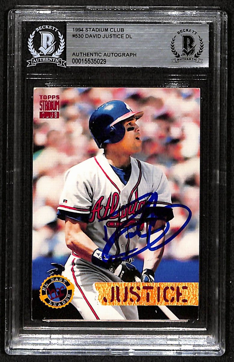 1994 Stadium Club David Justice Signed/Auto Card #530 Braves BAS/Beckett 197113