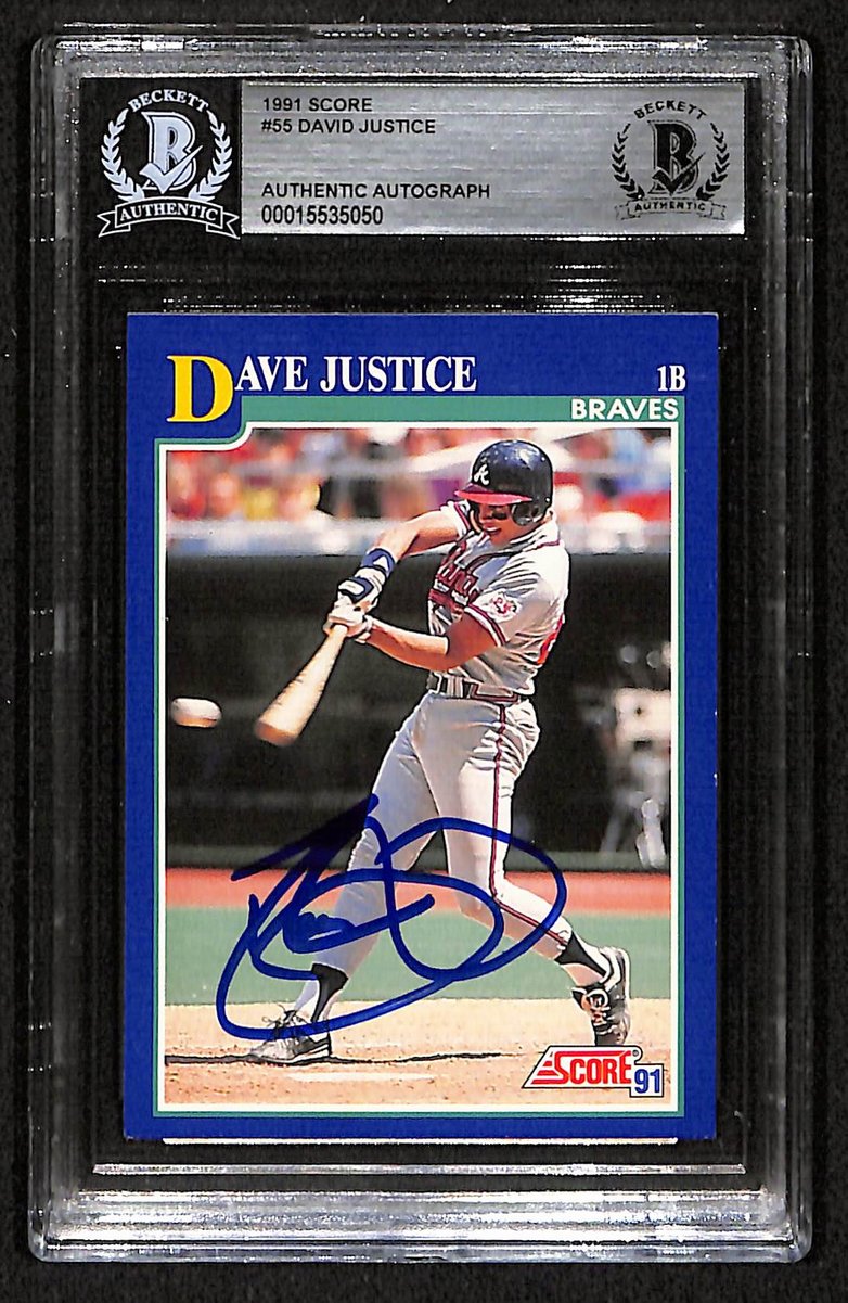 1991 Score David Justice Signed/Auto Card #55 Atlanta Braves BAS/Beckett 197114
