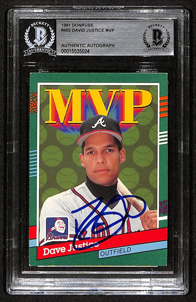 1991 Donruss David Justice Signed/Auto Card #402 Braves BAS/Beckett 197116