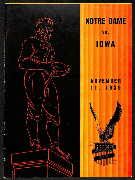 1939 Iowa vs Notre Dame Vintage College Football Game Program 196452