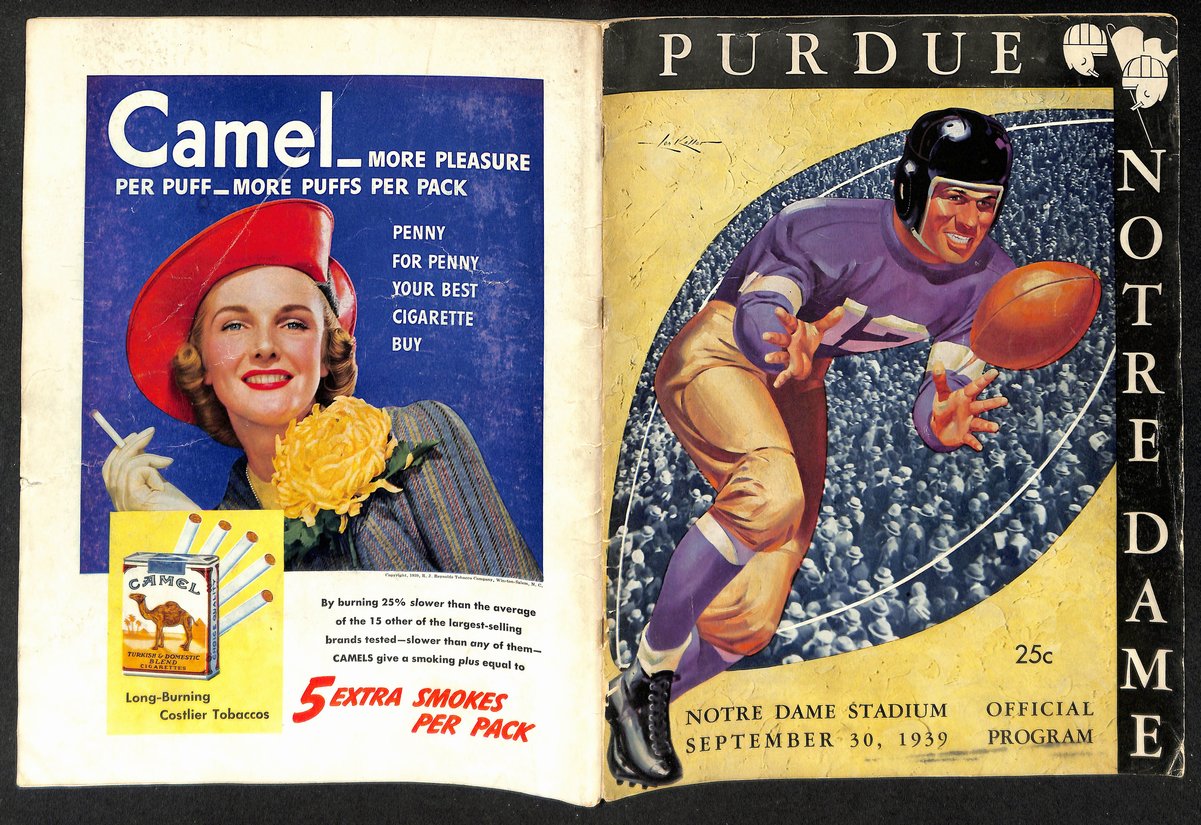 1939 Purdue vs Notre Dame Vintage College Football Game Program 196454