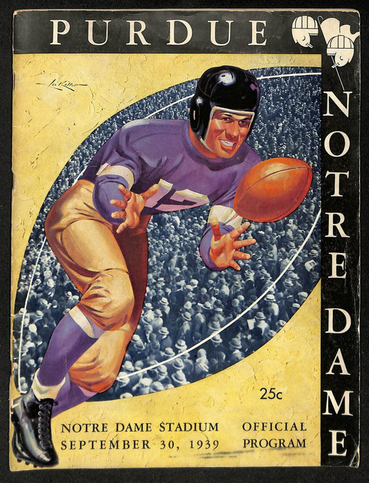 1939 Purdue vs Notre Dame Vintage College Football Game Program 196454