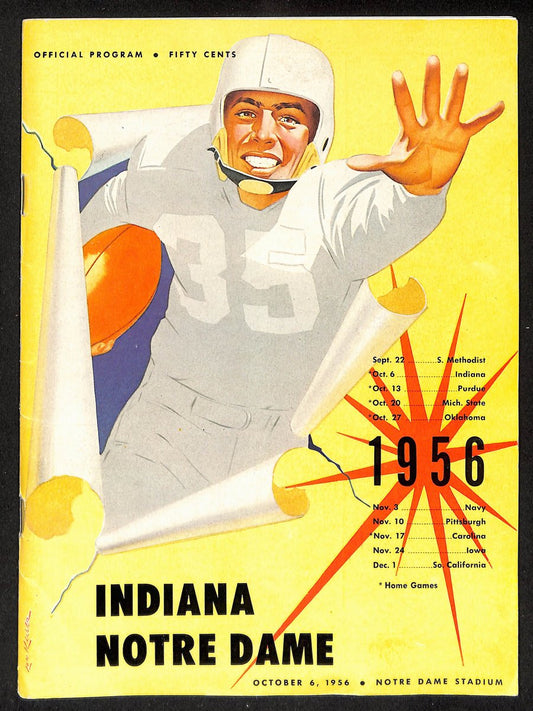 1956 Indiana vs Notre Dame Vintage College Football Game Program 196456