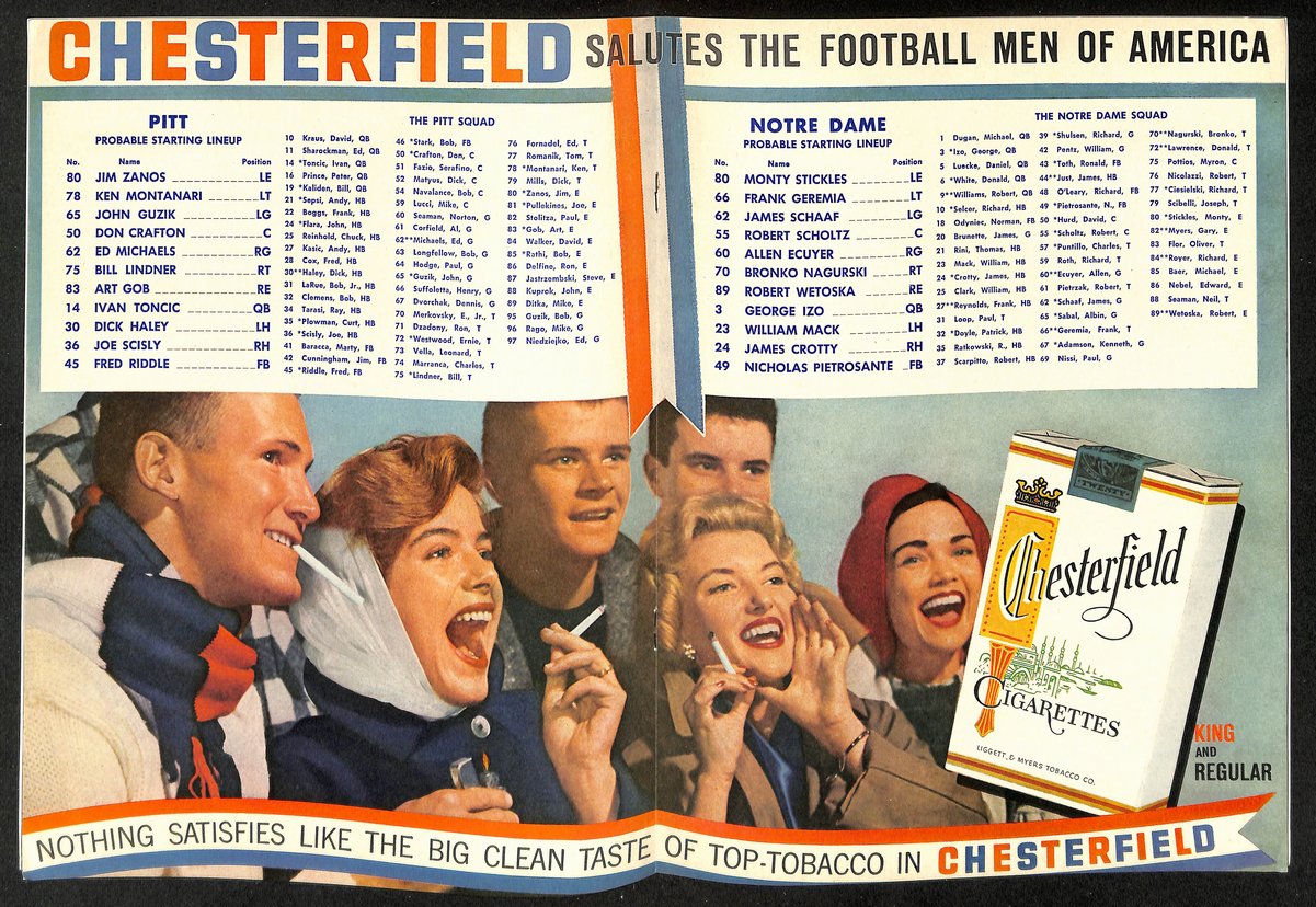 1958 Pitt vs. Notre Dame Vintage College Football Game Program 196476