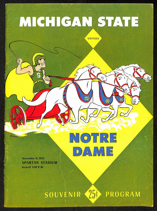 1957 Michigan State vs. Notre Dame Vintage College Football Game Program 196478