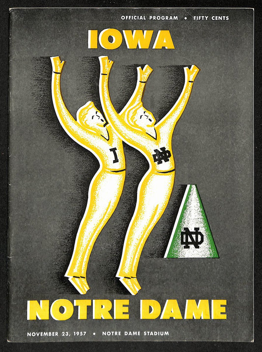1957 Iowa vs. Notre Dame Vintage College Football Game Program 196479