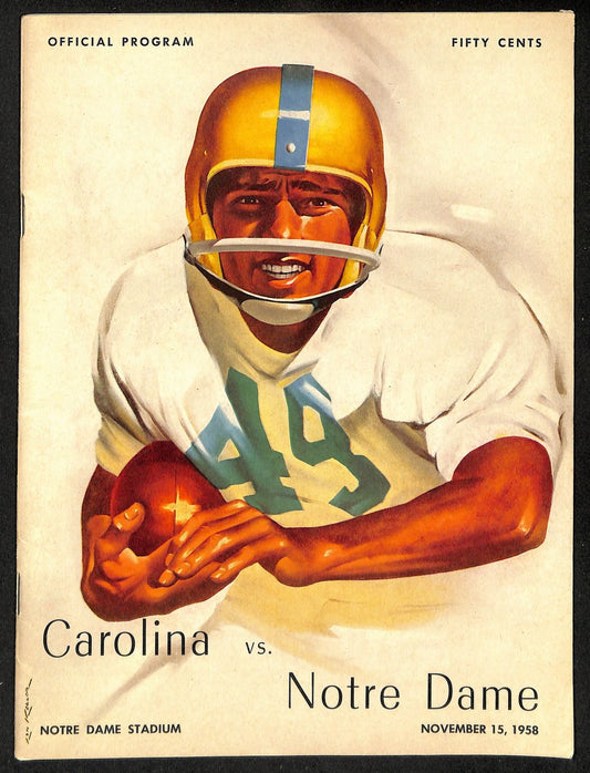 1958 Carolina vs. Notre Dame Vintage College Football Game Program 196482